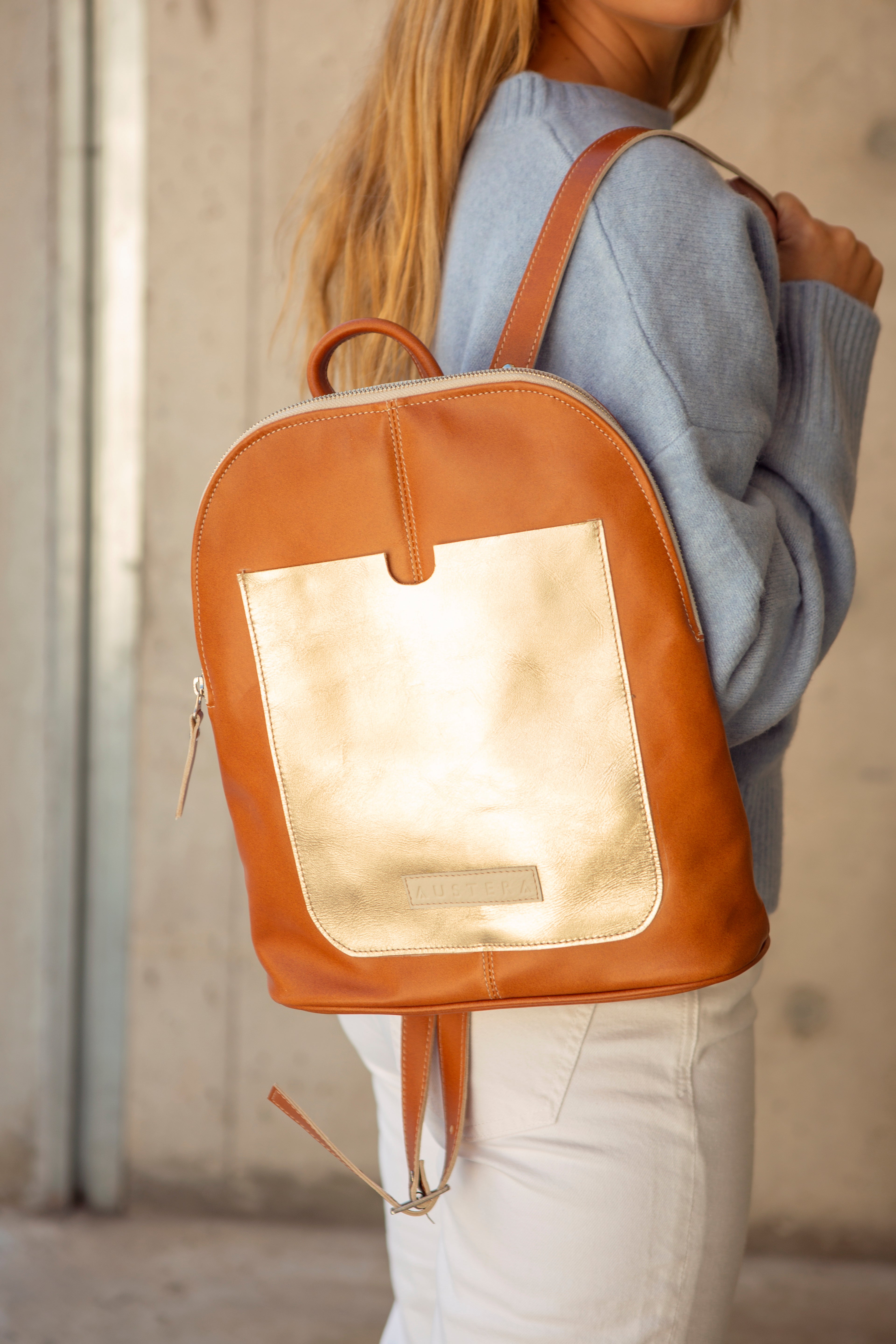 Mochila Francia - Tostado / Oro