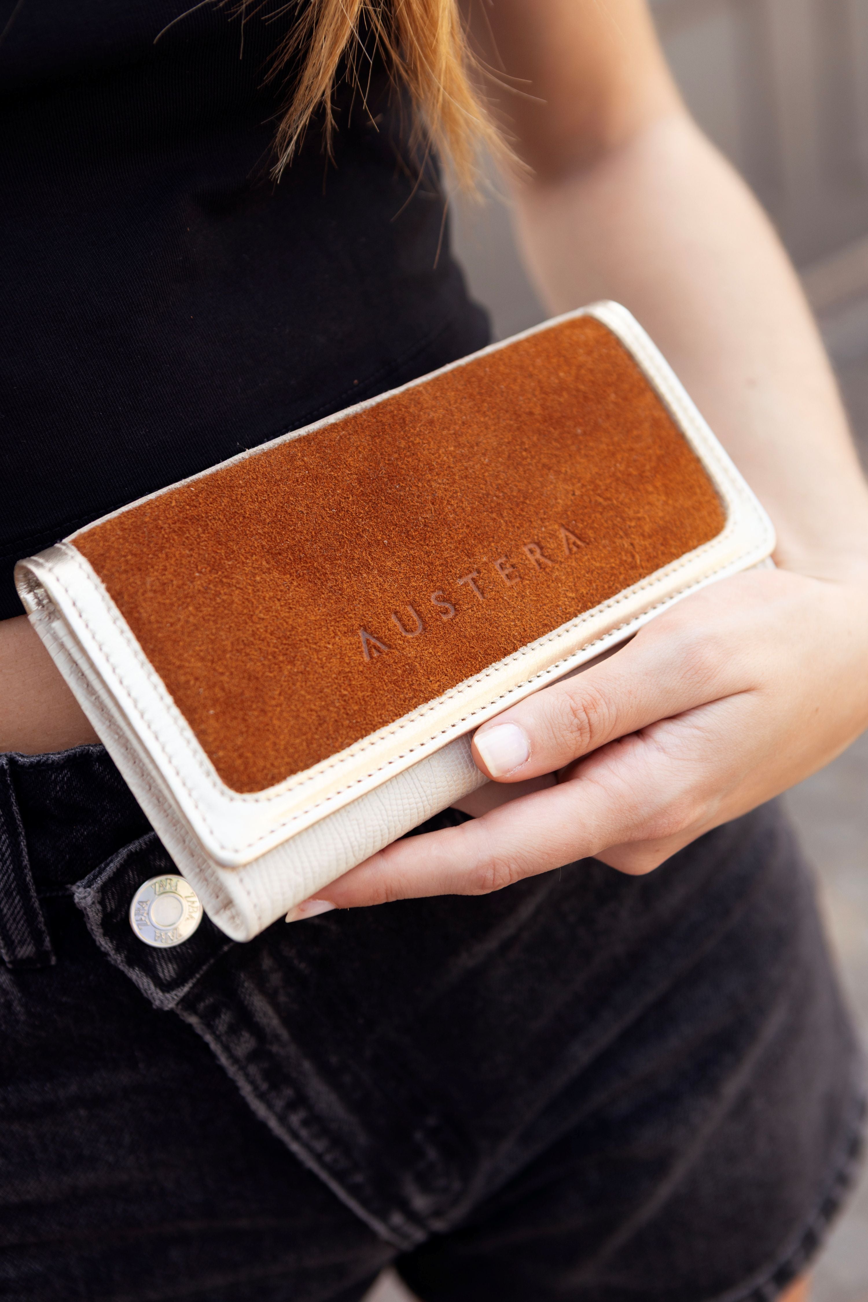 Billetera Mediana con broche - Natural Oro Óxido