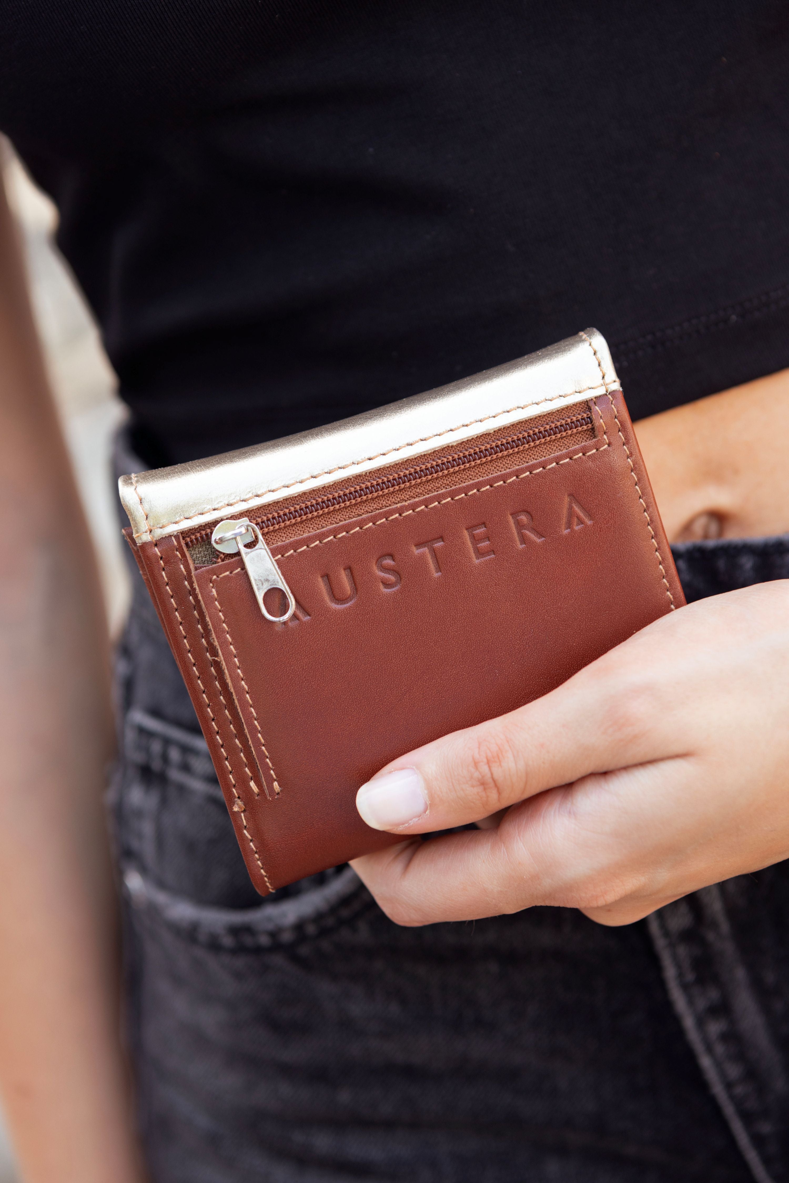 Billetera Chica - Tostado / Oro