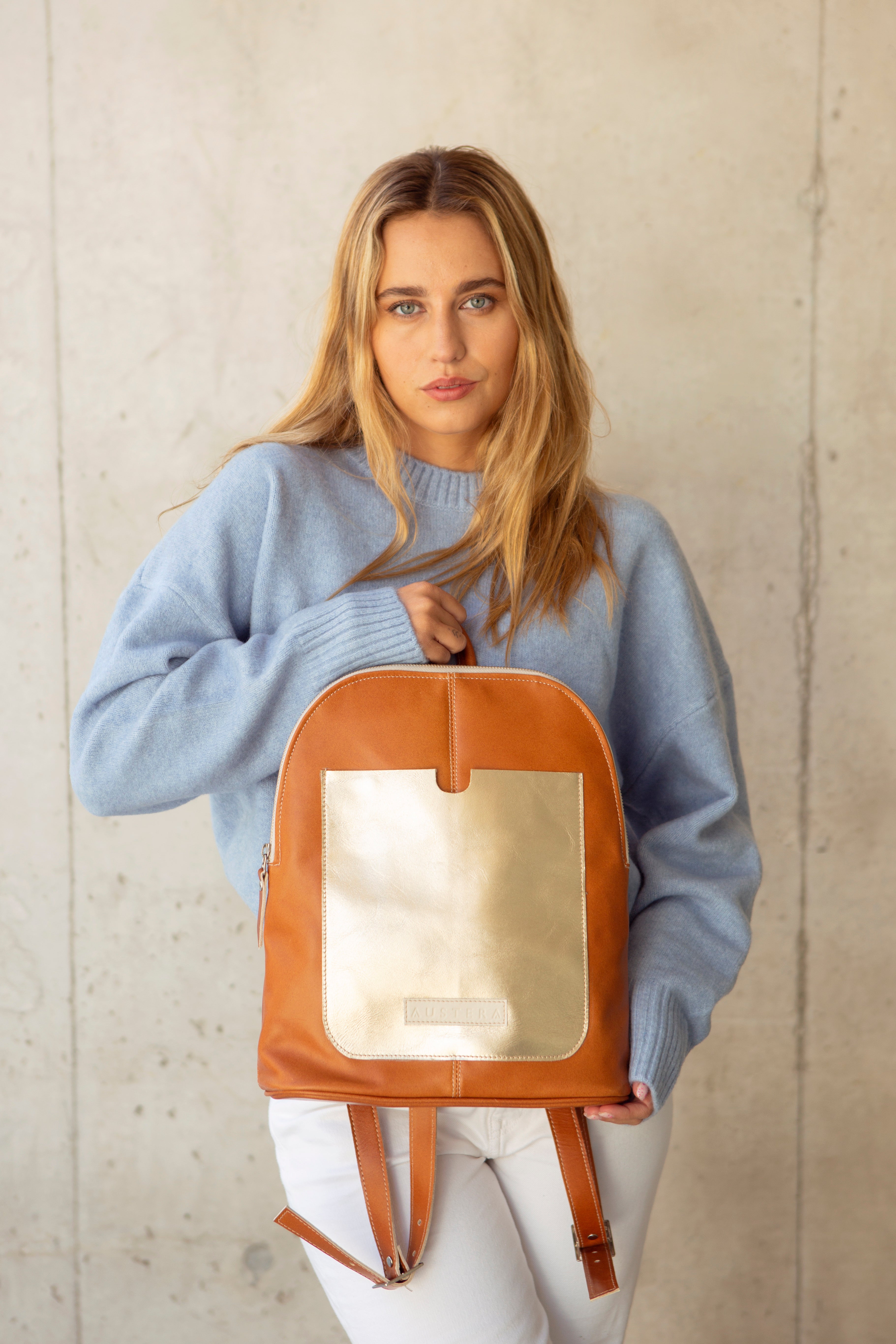 Mochila Francia - Tostado / Oro