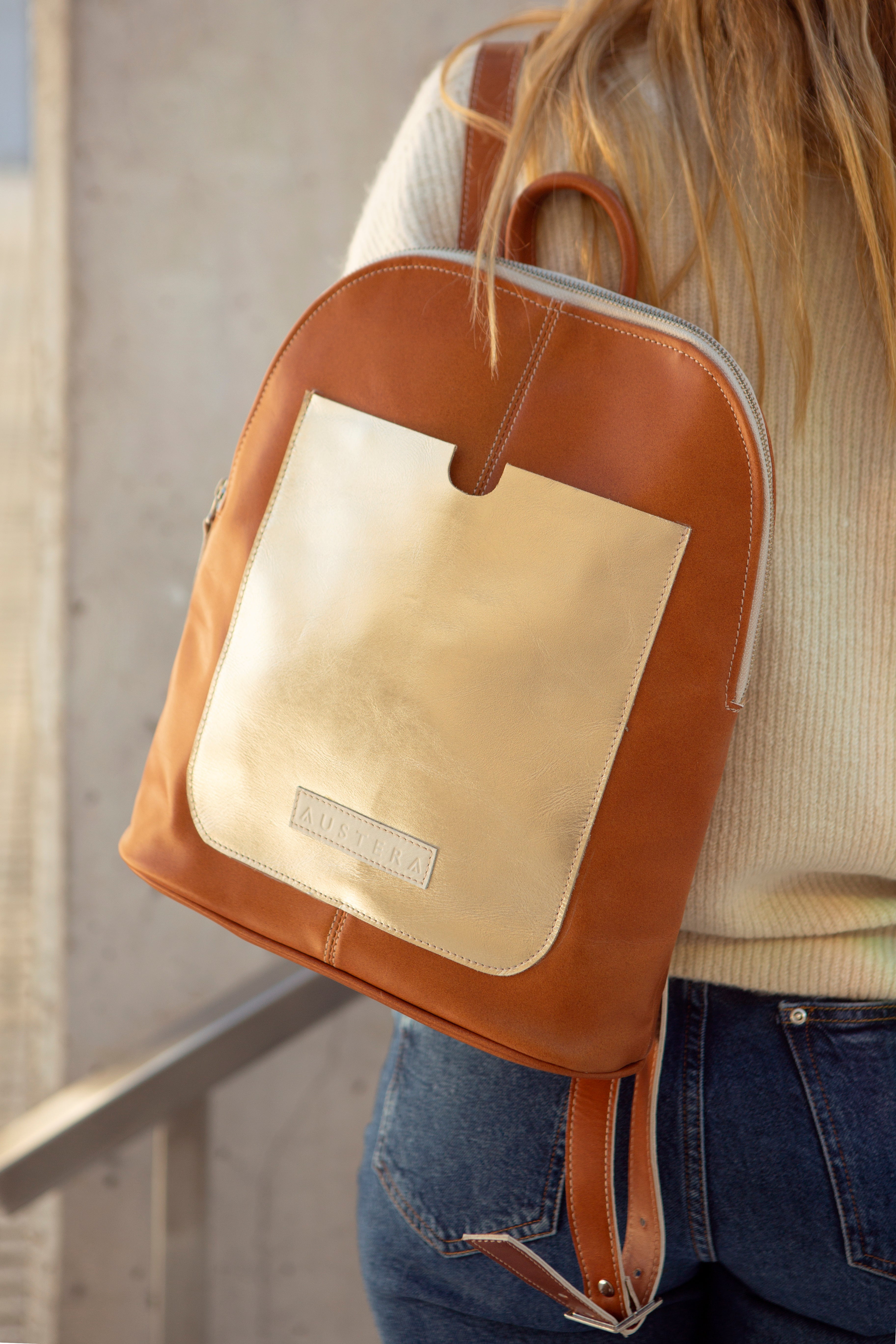 Mochila Francia - Tostado / Oro