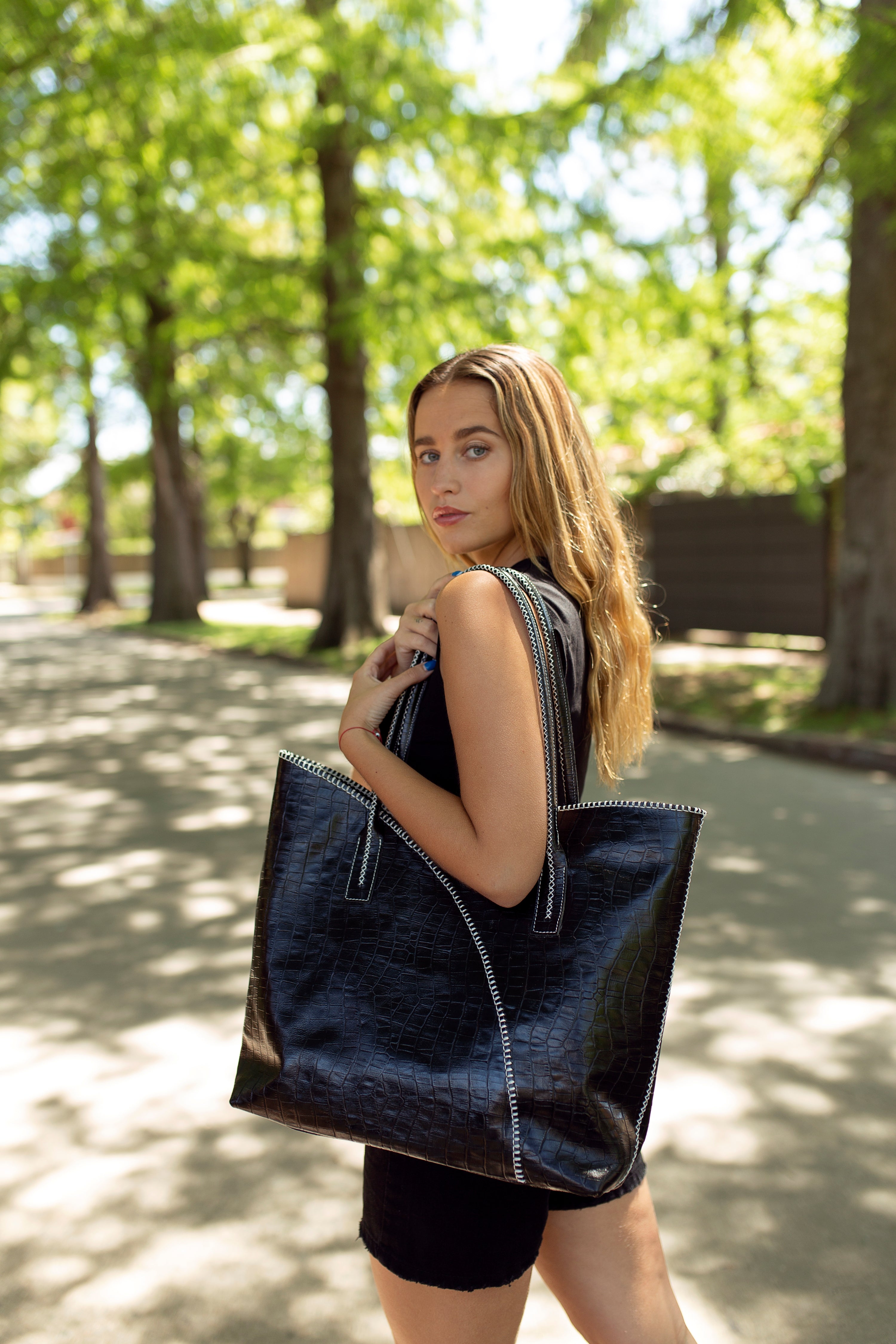 Bolso Pampa - Negro Croco